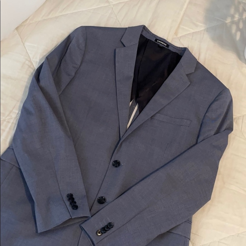 Express Textured Blue Suit Jacket / Blazer